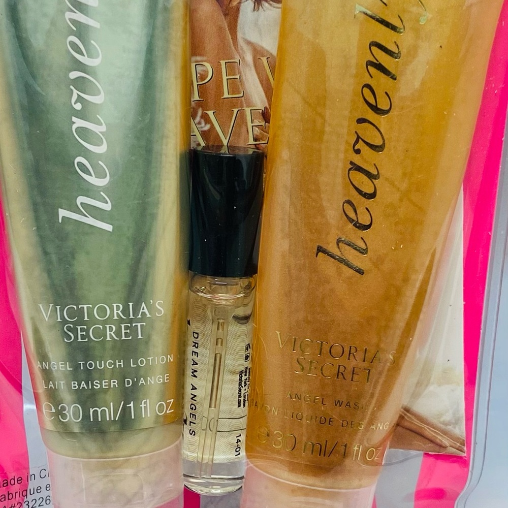Victoria Secret “Heavenly” body wash 1fl oz  and body lotion 1fl oz travel size